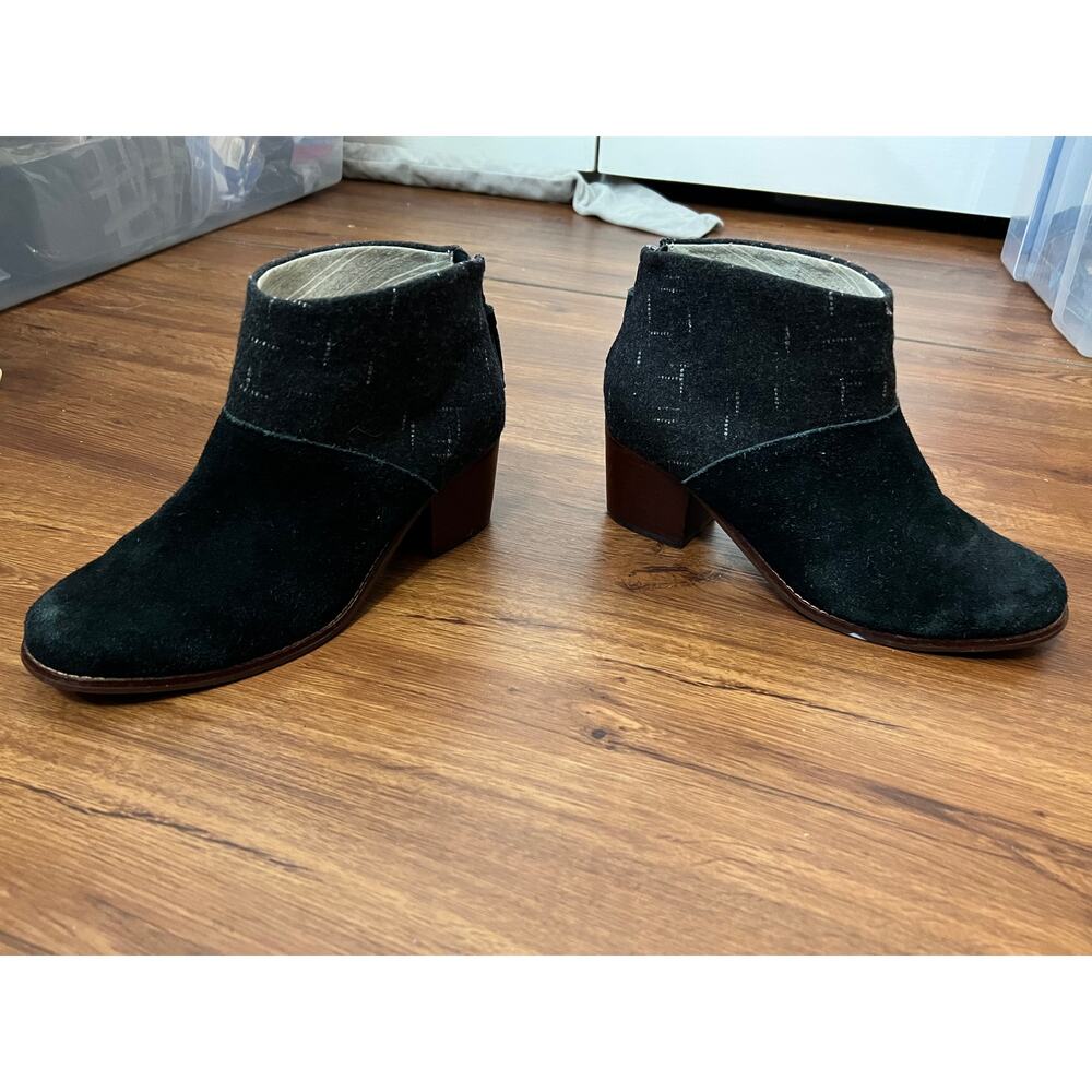 Toms Leila Black Suede and Wool bootie size W8 - Picture 5 of 7